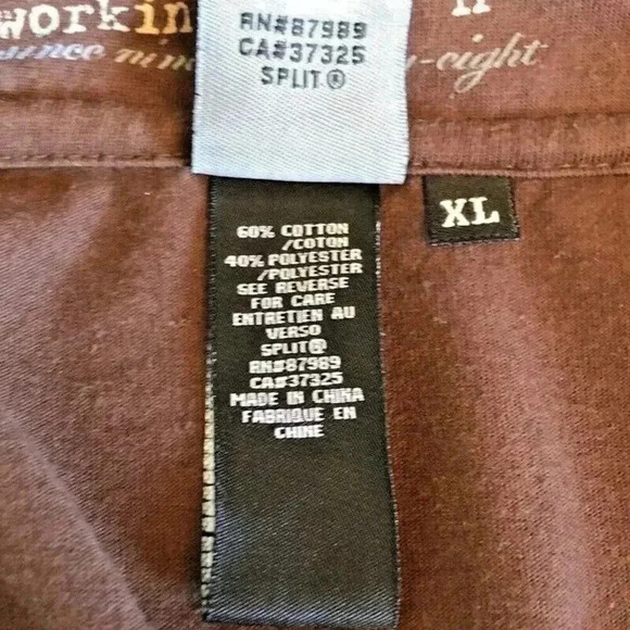 SPLIT Men Short Sleeve Polo Style Collar Brown Gray Casual Shirt Sz Extra Large - Picture 14 of 14